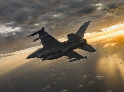F-16 mission is flown to execute exceptional fighter developmental test and support to deliver war-winning capabilities military jet in flight