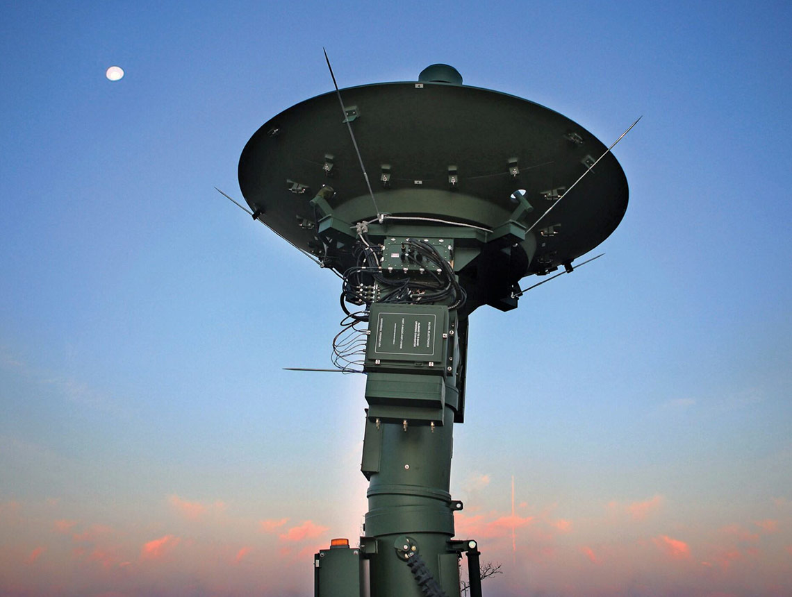 ground systems radar pointing toward the sky