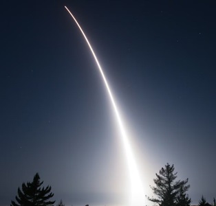 rocket launch at night