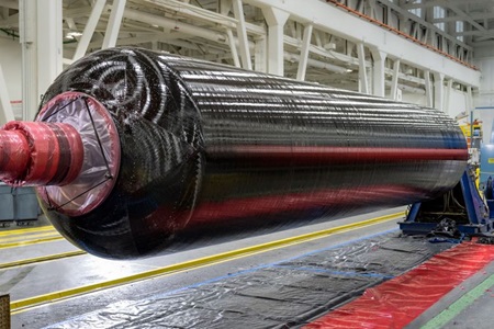 rocket motor being tested in a factory