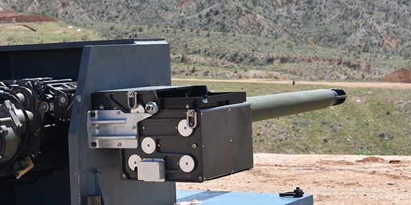 Bushmaster chain gun locks on target