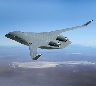blended wing body transport aircraft aircraft inflight