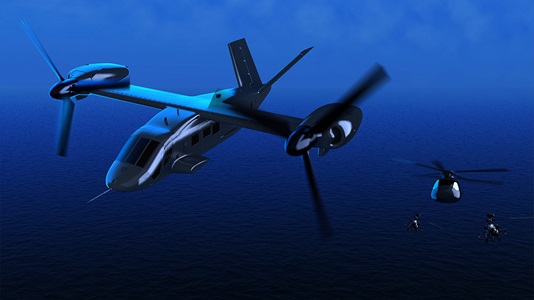The Future of Vertical Lift is Here digital illustration of future aircraft
