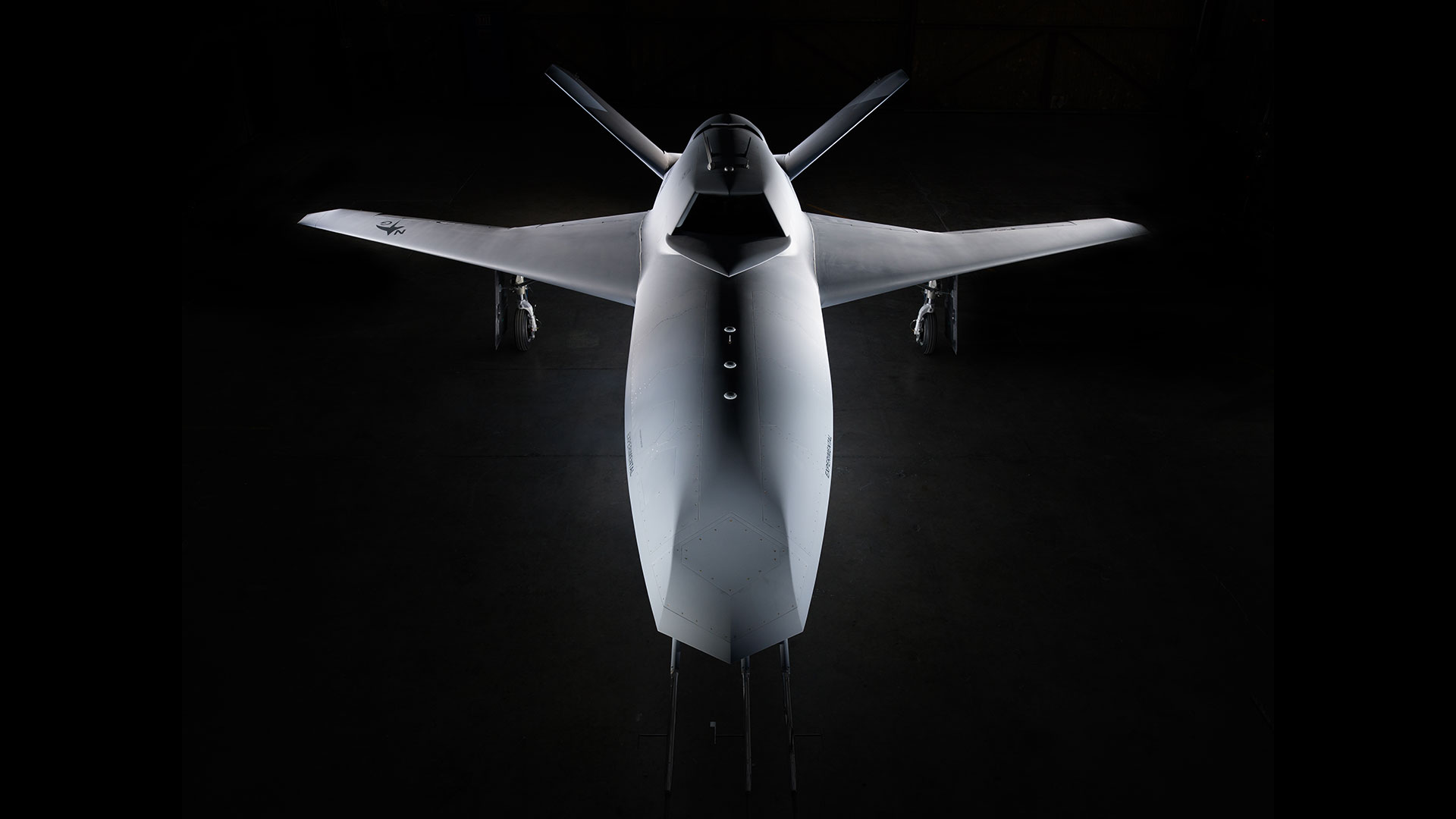 Project Talon autonomous aircraft in hangar