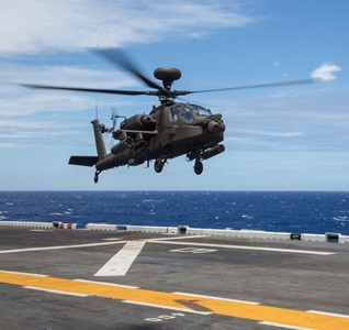 AN/APG-78 Longbow Fire Control Radar helicopter landing on ship
