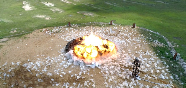 Next-Gen Fuzing & Warheads illustration of warhead explosion on ground