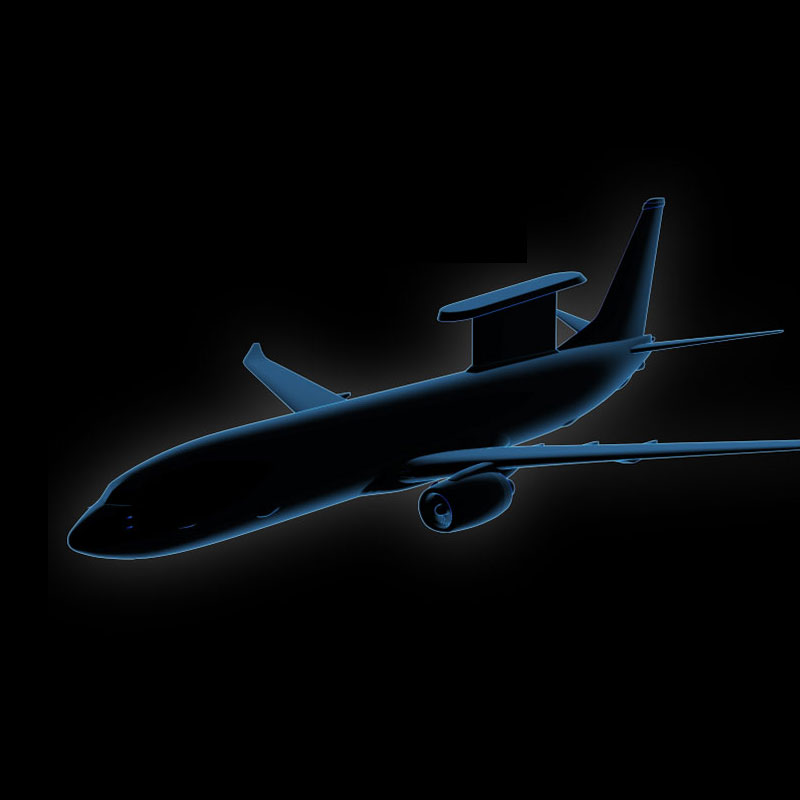 digital illustration of wireframe aircraft