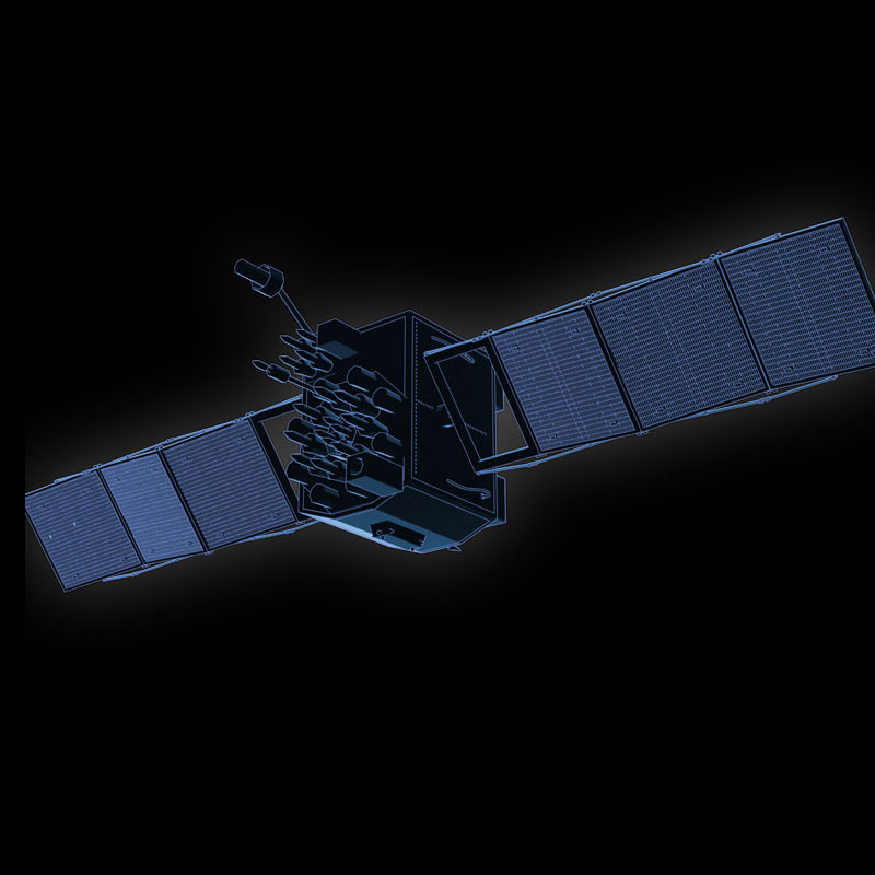 digital illustration of wireframe satellite