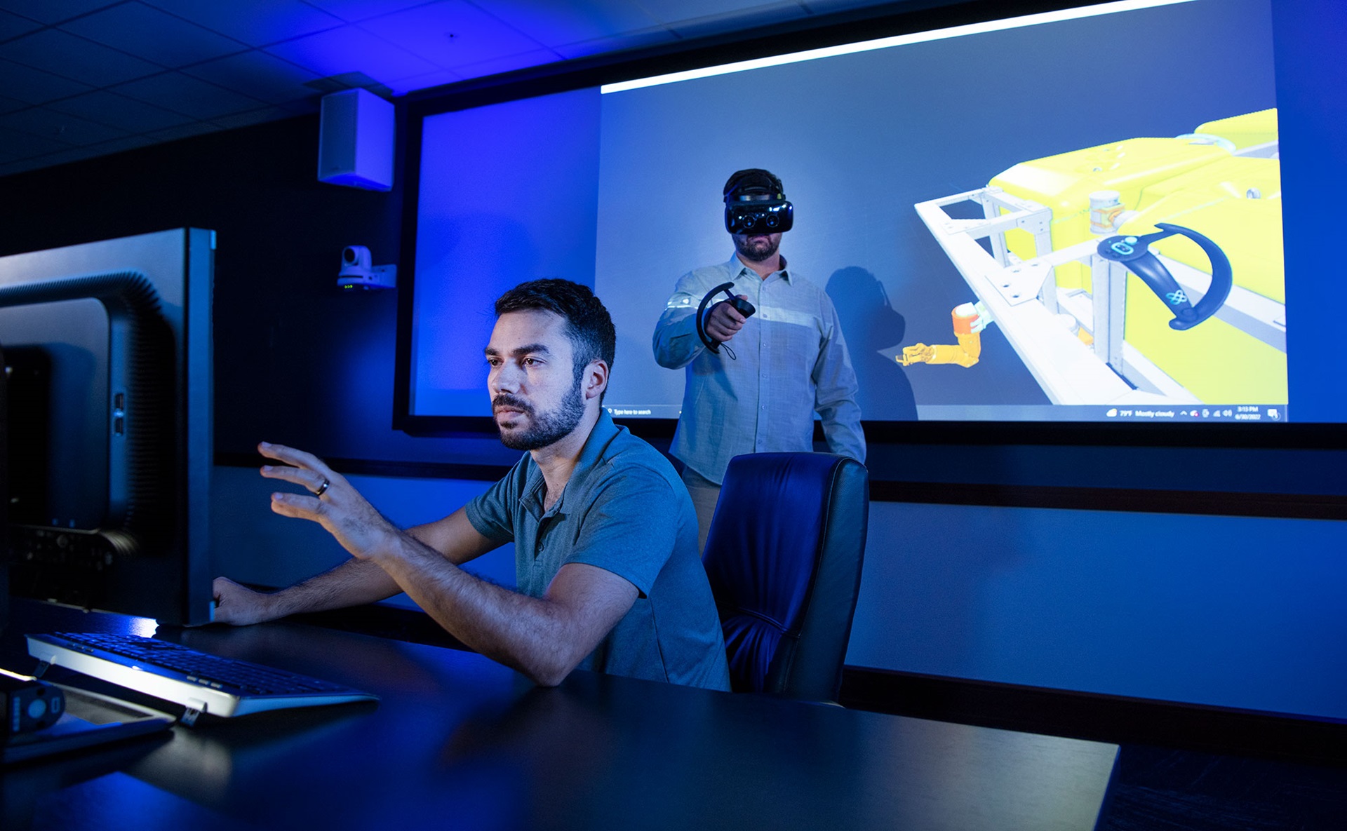 two men in virtual reality lab