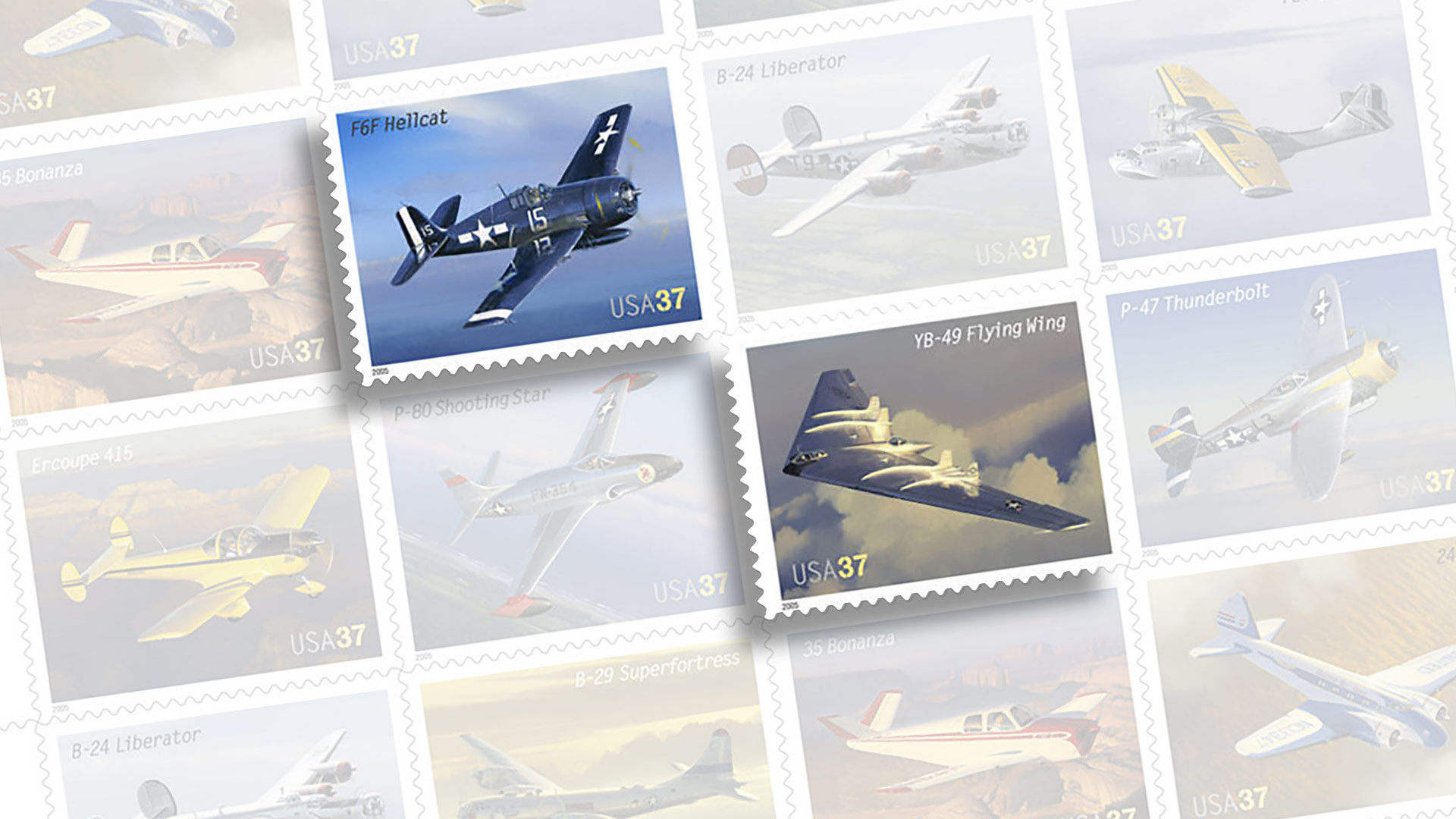 Postal Service stamps of historic aircraft