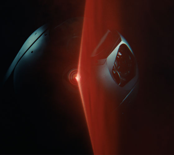 Close up photo of sensor with red laser