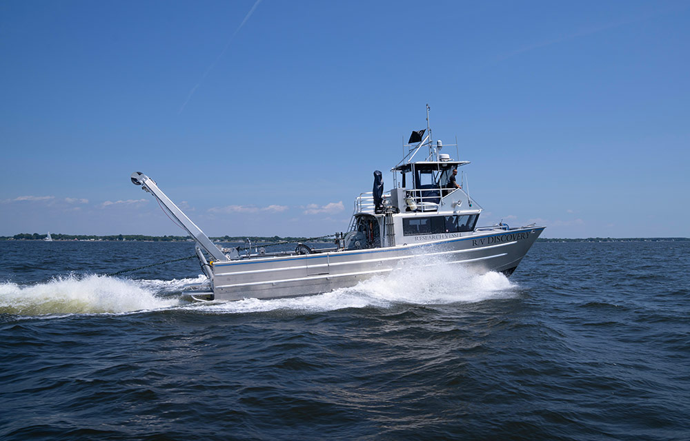 50-foot aluminum catamaran on water