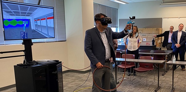 U.S Rep. Mike Garcia man using virual reality device