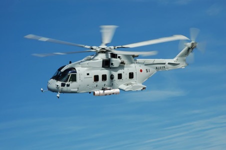 ALMDS helicopter flying over the ocean
