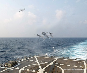 aircraft lifting off a US Naval ship