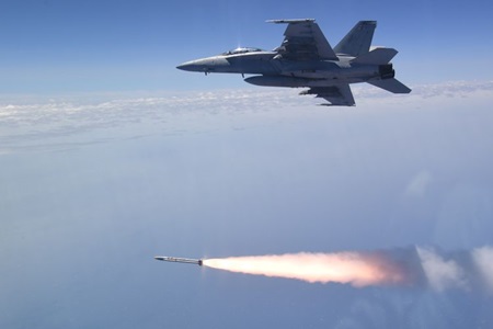 Advanced-Anti-Radiation-Guided-Missile-Live-Fire fighter jet firing a missile