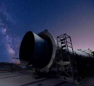 rocket motor against a night sky