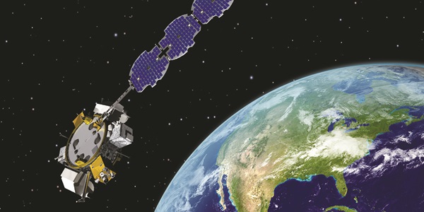 Banner_ESPAStar_Feb_18_2016-forweb A satellite in space in dark star-filled sky above the continent of North America view from space