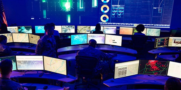 C4ISR – Command and Control Room (CYBER) command room with monitors
