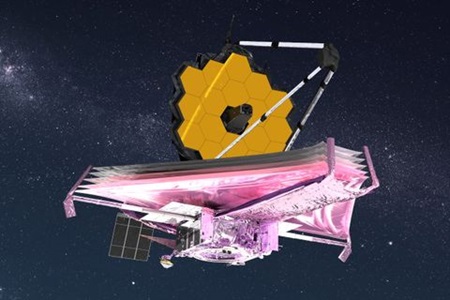 James Webb Space Telescope Begins Million-Mile Journey illustration of James Webb Space Telescope in space