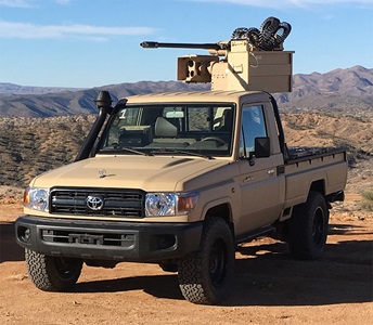 M230LF 30mm Scorpion army truck with gun mounted in bed
