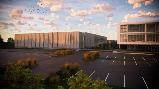 Northrop Grumman Builds Hypersonic Center of Excellence to Support National Security Rendering of buildings and parking lot outside