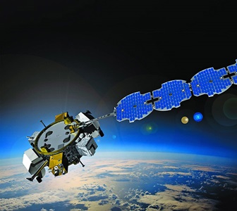 Northrop-Grumman-heralds-converted-adapter-rings-as-rideshare-solution-for-military-payloads rendering of satellite above earth