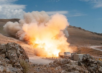 Testof Space Launch System Booster news rocket booster being tested on ground