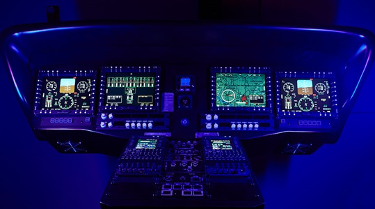 Integrated Avionics digital cockpit of blackhawk helicopter