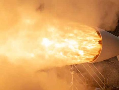 Solid Rocket Propulsion flames from a rocket engine