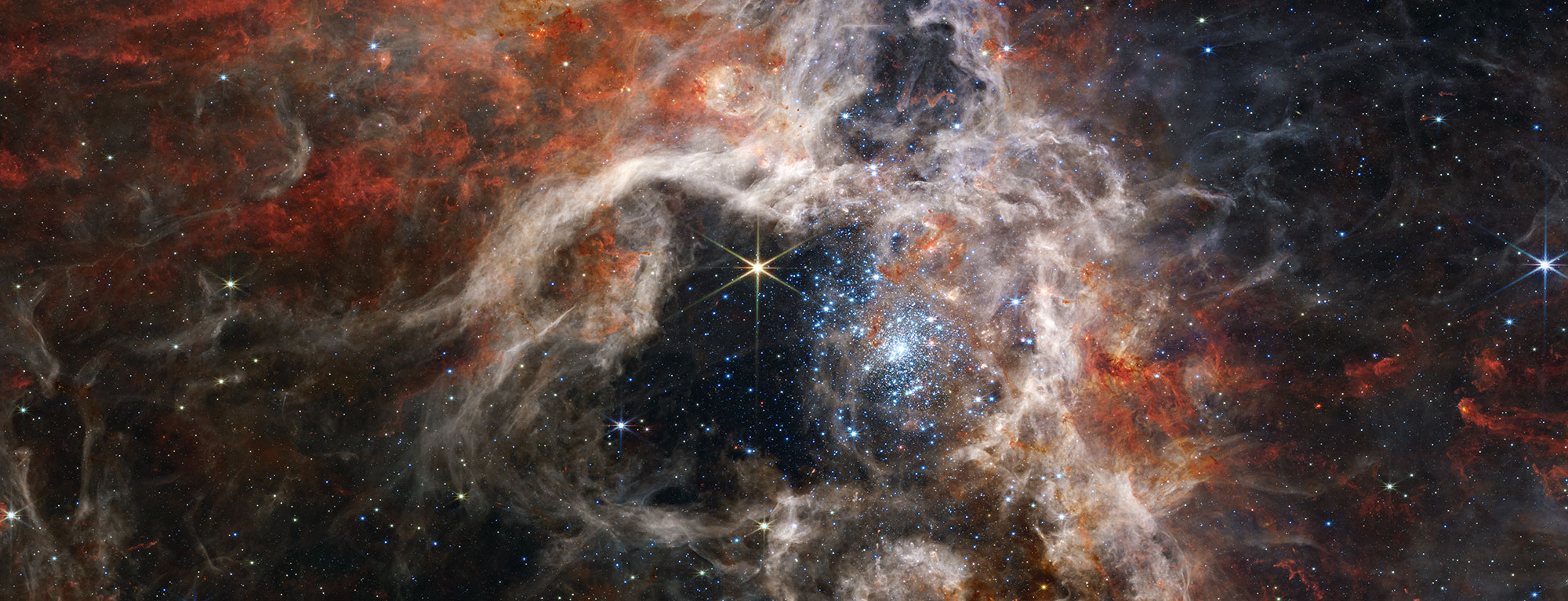 stars, galaxies and gas clouds in space