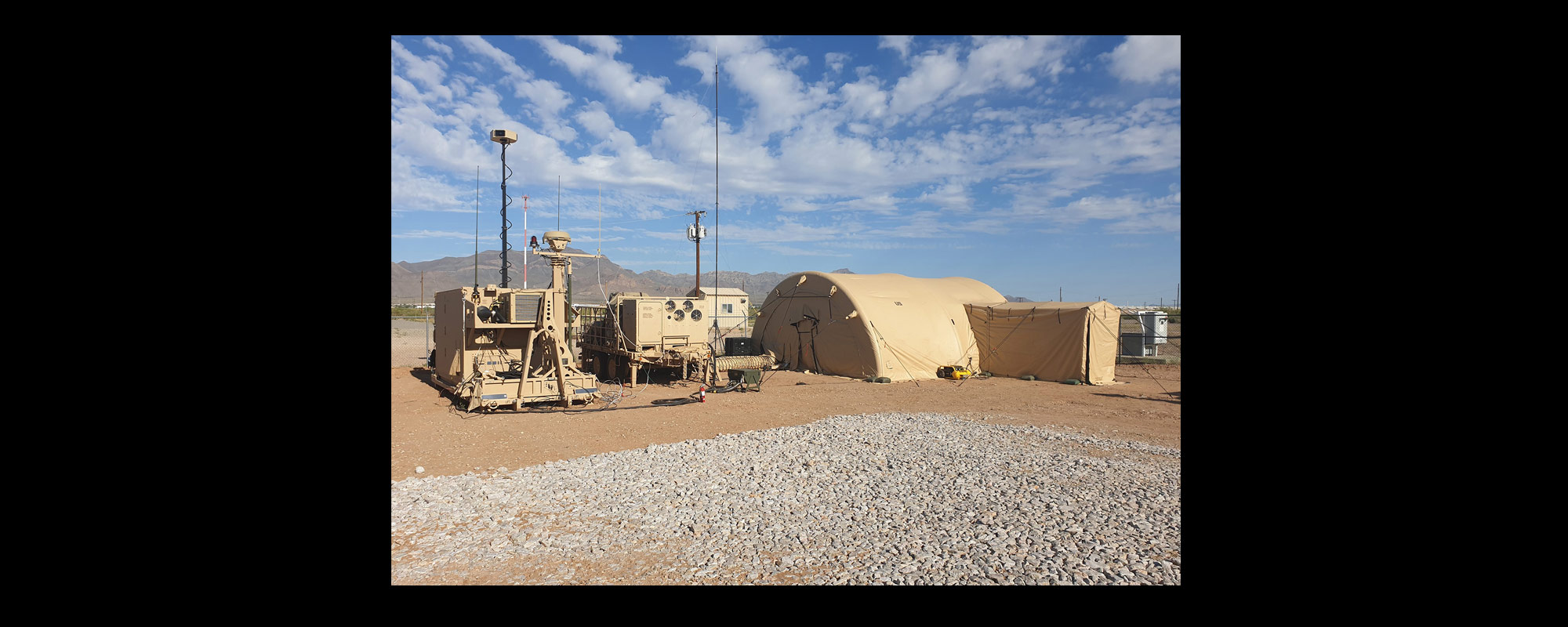 military command and control system set-up in desert