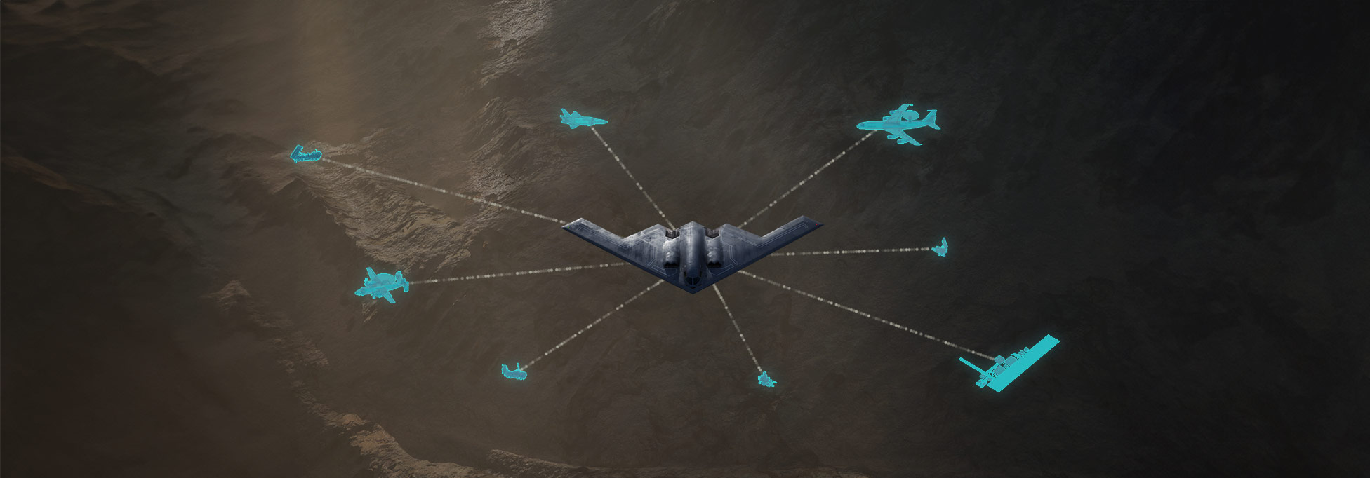 Stealth bomber simulating communications with other aircraft