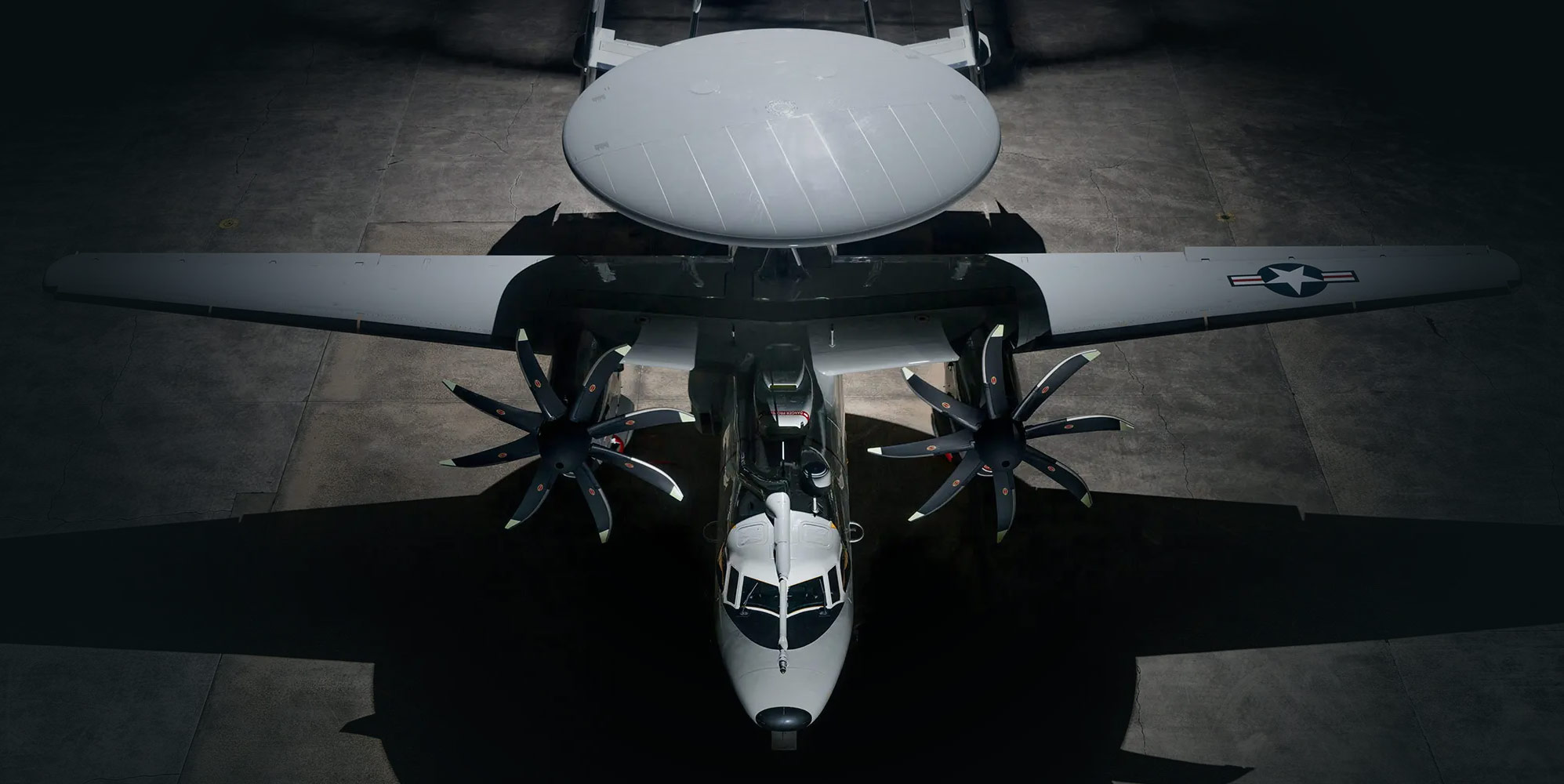 E-2D aircraft in hangar