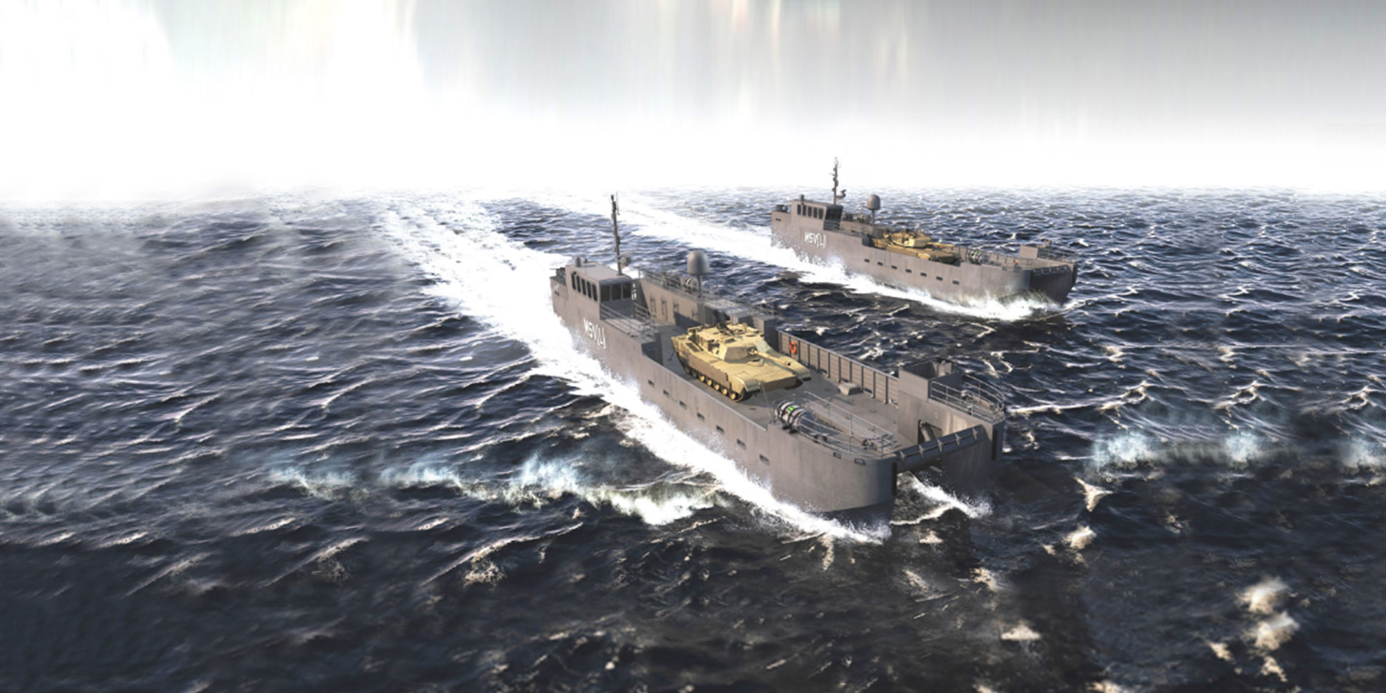 Conceptual illustration of the Army’s new landing craft on ship