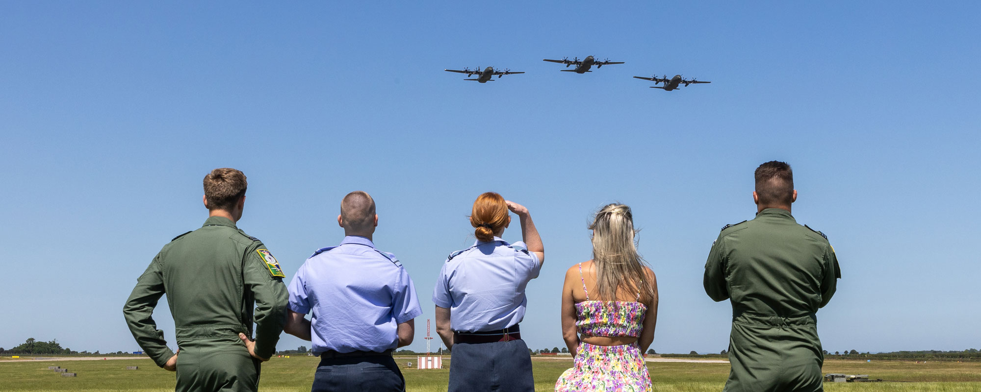 UK Service Members Watch Aerial Flyover