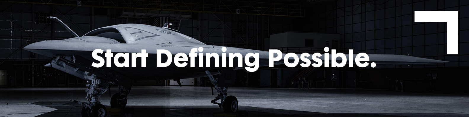 X-47B with text that reads Start Defining Possible